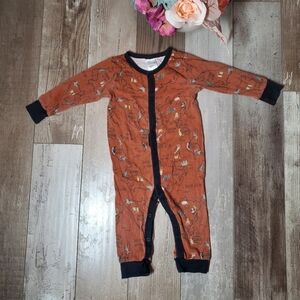 Modern Moments Organic Cotton Brown Black Animal One Piece Pajamas PJs Size 12m